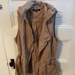 Hooded khaki vest